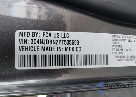 2023 Jeep Compass Altitude 4X4 z USA, uszkodzony, nr VIN 3C4NJDBN2PT535699